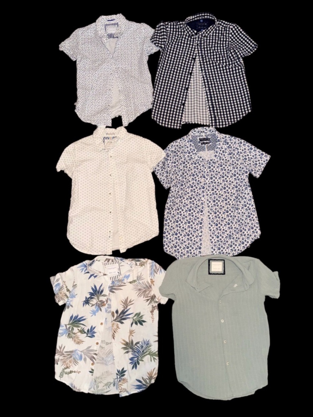 Lot 6 Cactus Boys & Denim & Flower Short Sleeve Button Up Tops Size 9/10 GUC